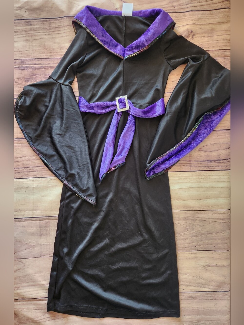Spirit Halloween Girl's Witch Costume Dress Black Purple Bell Sleeves Size Small